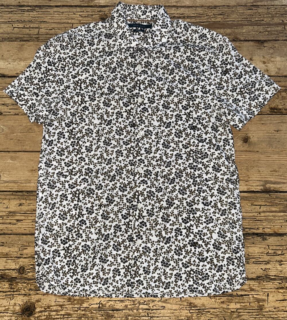 Perry Ellis Men’s Size M Floral Print Stretch Short Sleeve Button Down Shirt